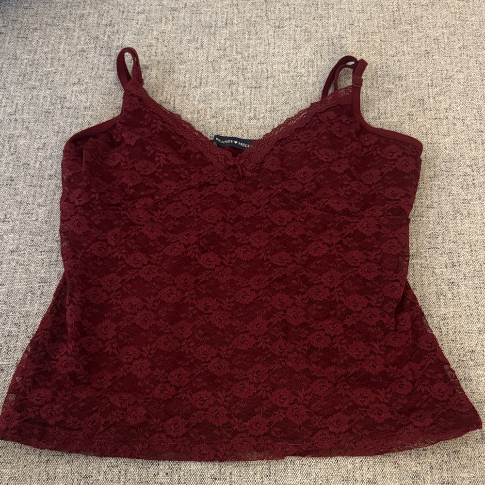 Brandy Melville Burgundy Lace Camisole